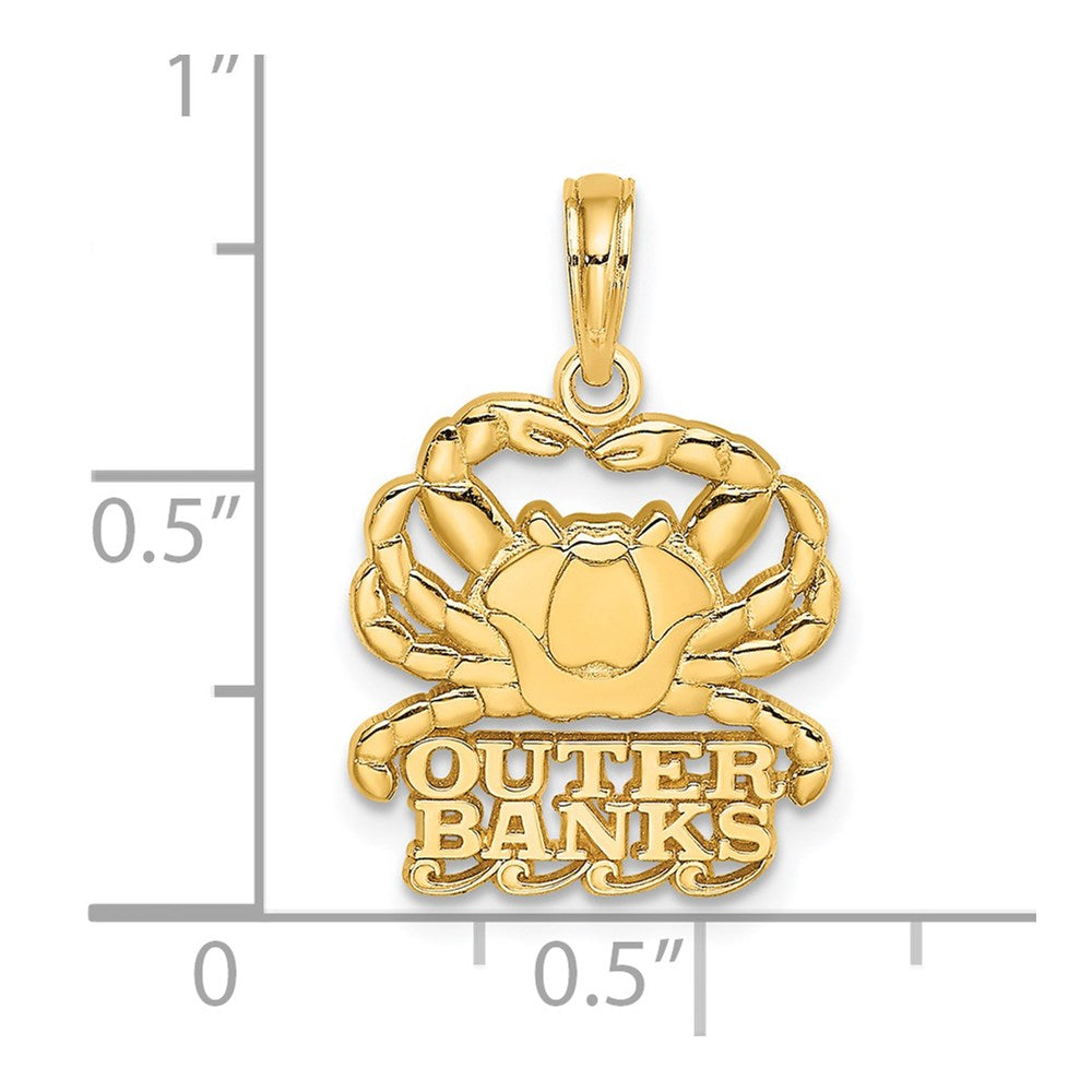 14K Polished OUTER BANKS Crab Charm
