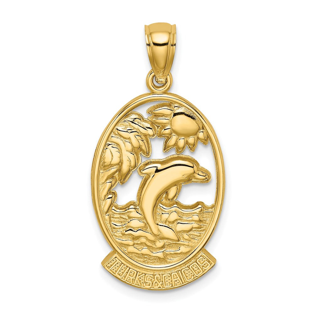 14K TURKS AND CAICOS with Dolphin Sunset Scene Charm