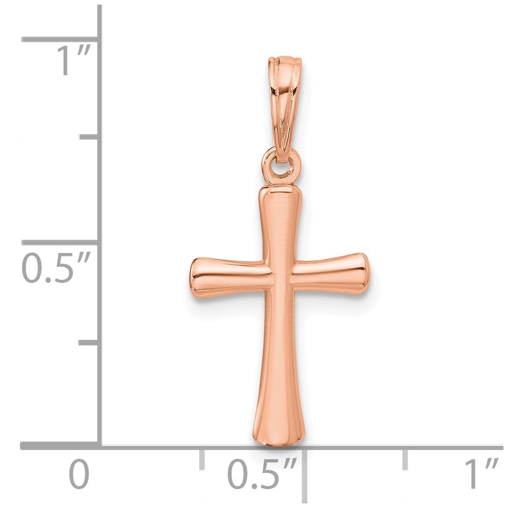 10K Rose Gold Polished Beveled Cross w/ Round Tips Charm