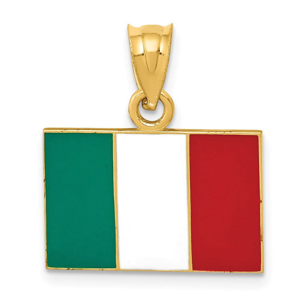 Solid;Casted;14k Yellow gold;Enamel;Not engraveable;Textured back