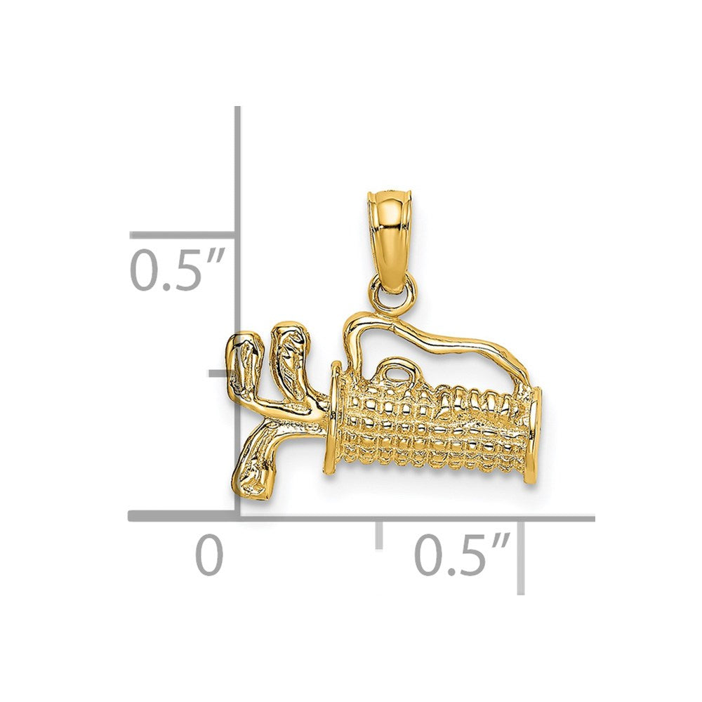 14K 2-D Textured Golf Bag Charm