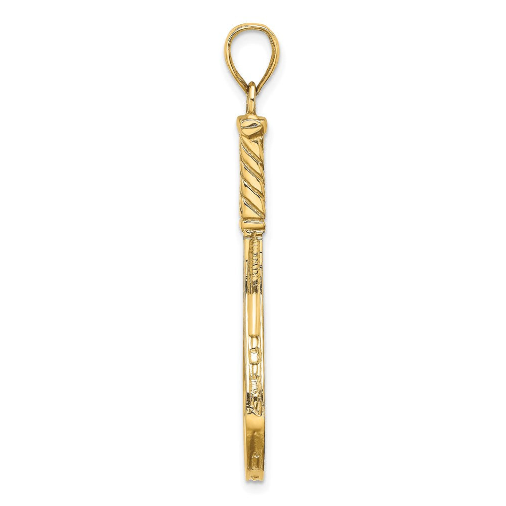 14K Large 3-D Polished Tennis Racquet Charm