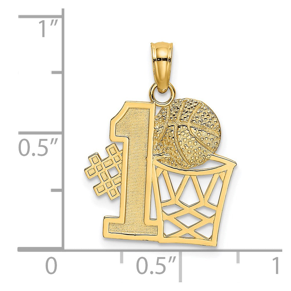 14K #1 Basketball with Hoop Charm