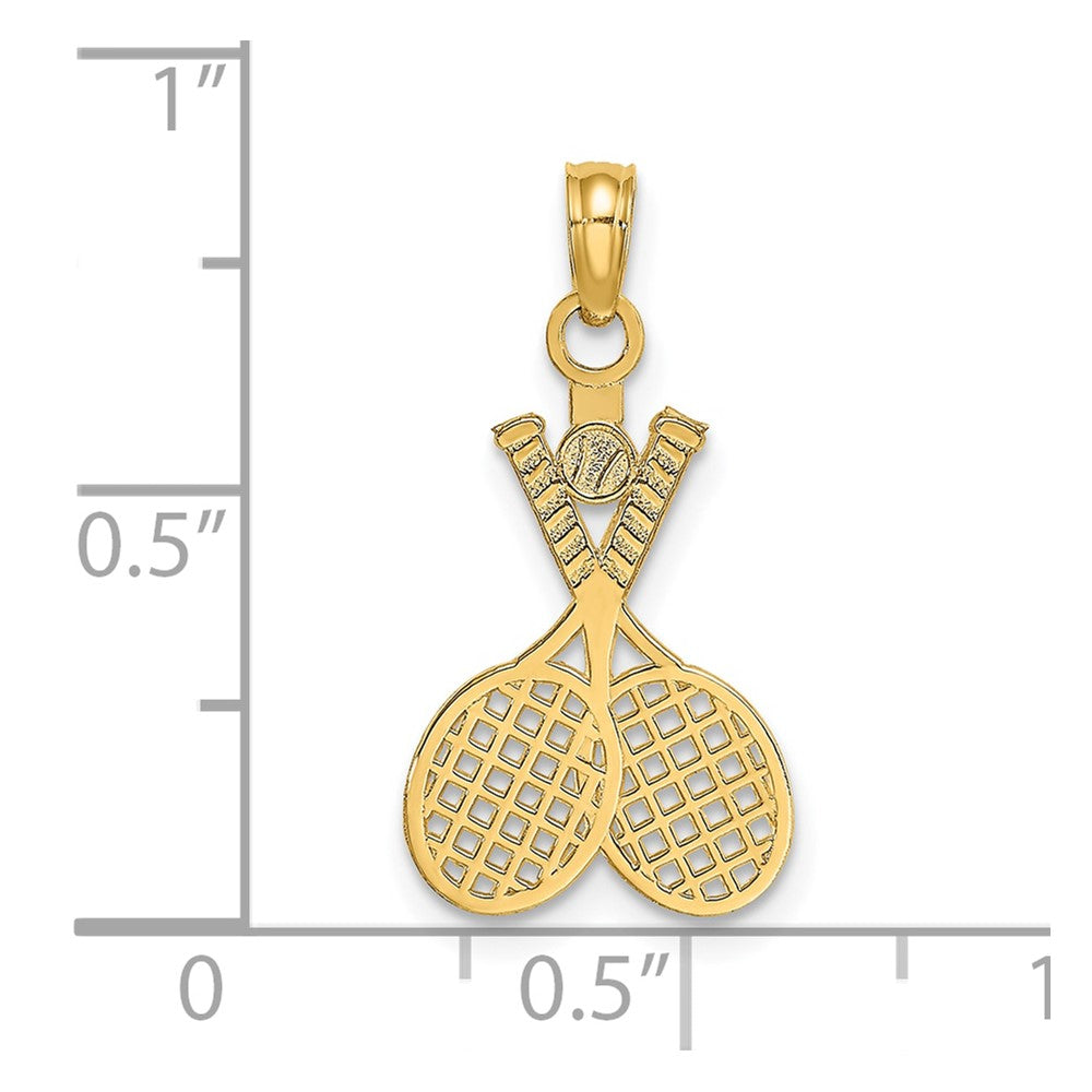 14K Double Tennis Racquet with Ball Charm