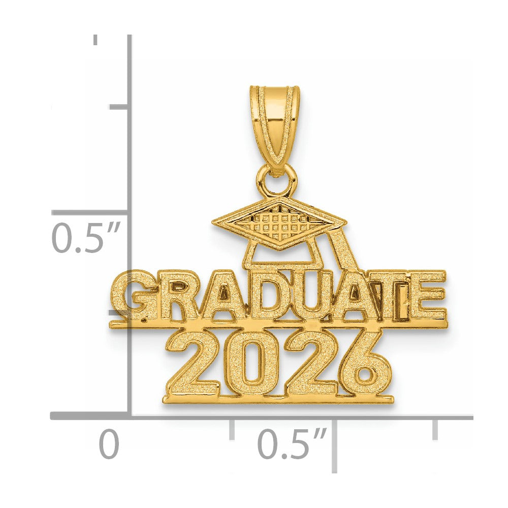 14K Polished GRADUATE 2026 Under Cap Charm