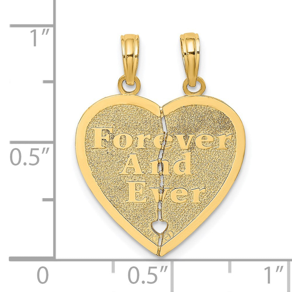 14k Reversible FOREVER AND EVER/FRIENDS 2-Piece Break-Apart Heart Charm