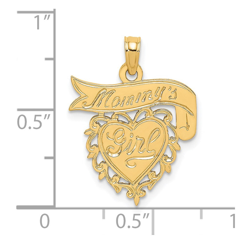 14K MOMMY'S GIRL In Heart with Banner Charm