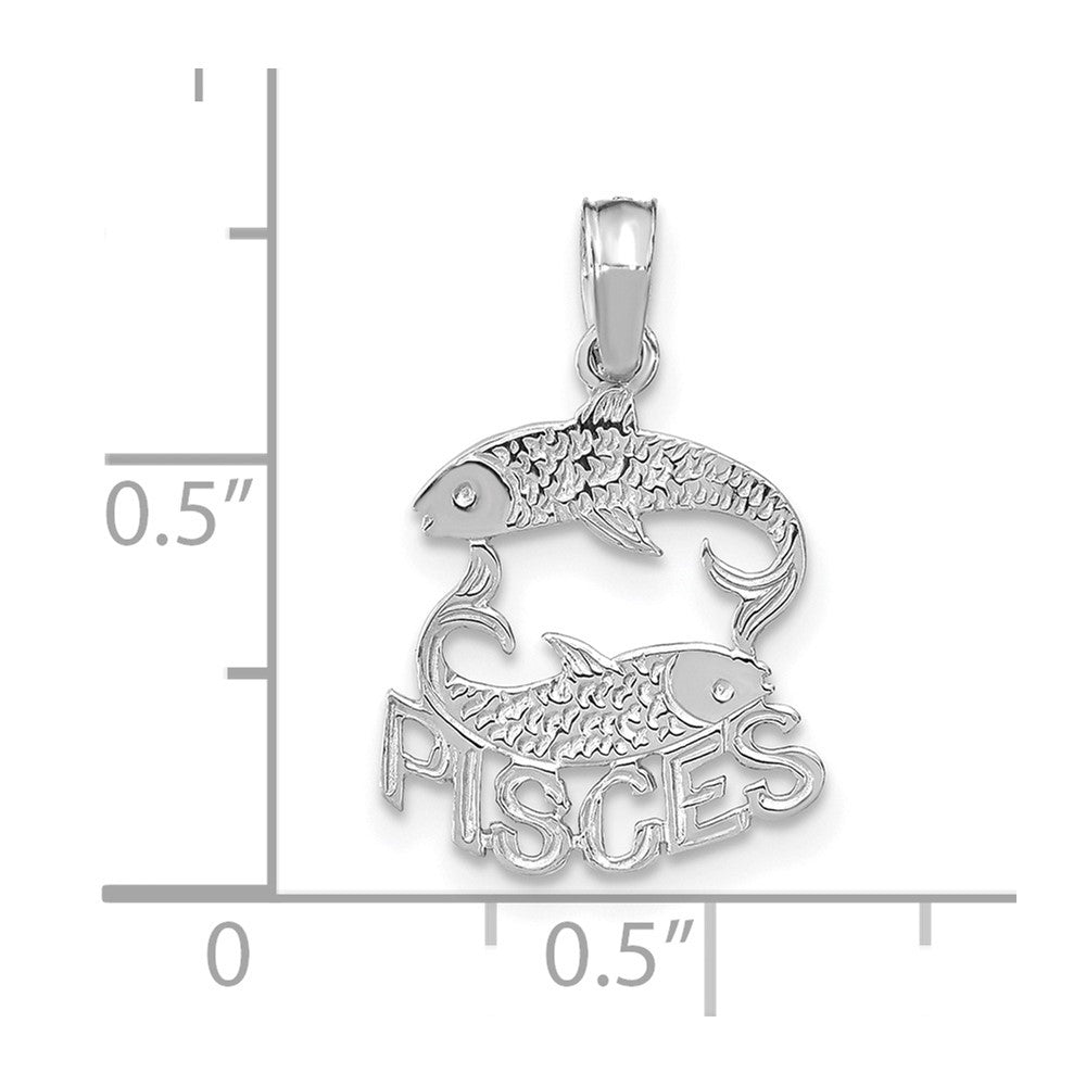 14k White Gold PISCES Zodiac Charm