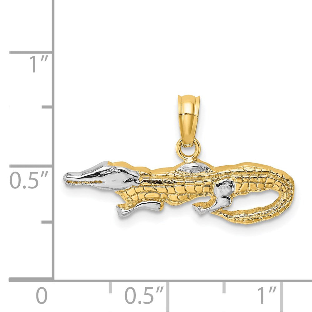 14k and White Rhodium 2-D  Alligator Charm