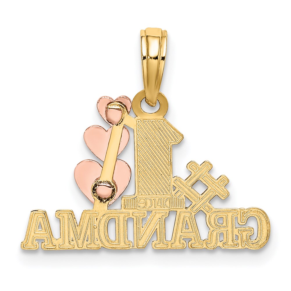 14k Two-Tone #1 GRANDMA with Three Hearts Charm