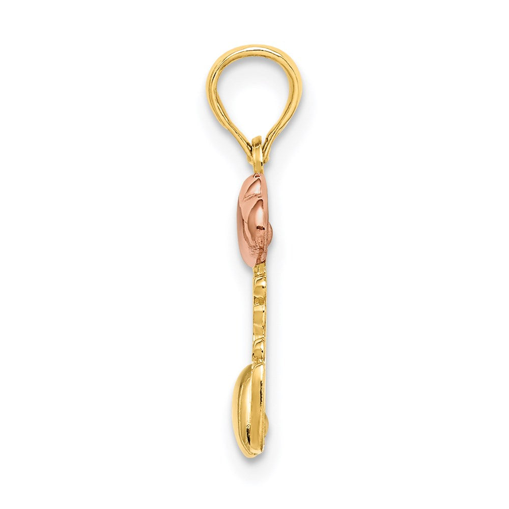 14k Two-tone with White Rhodium I LOVE YOU with Hearts Charm
