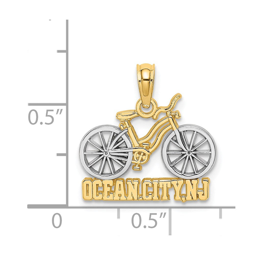 14k with White Rhodium OCEAN CITY NJ Bicycle Charm