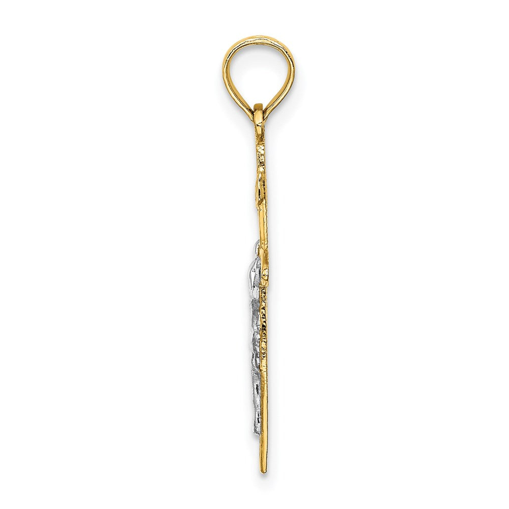 14K and White Rhodium INRI Crucifix Charm
