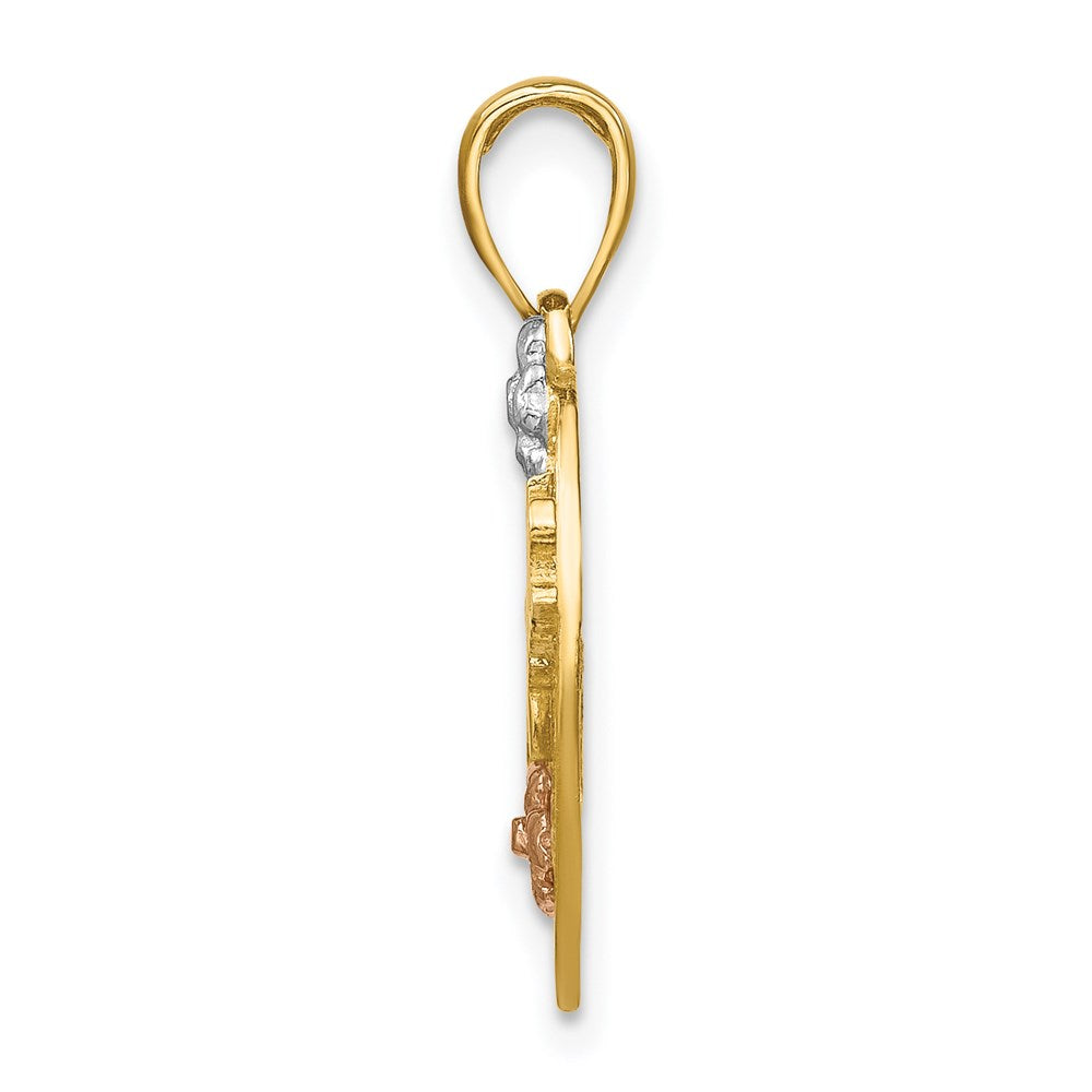 14k Two-tone with White Rhodium #1 DAUGHTER Heart Charm