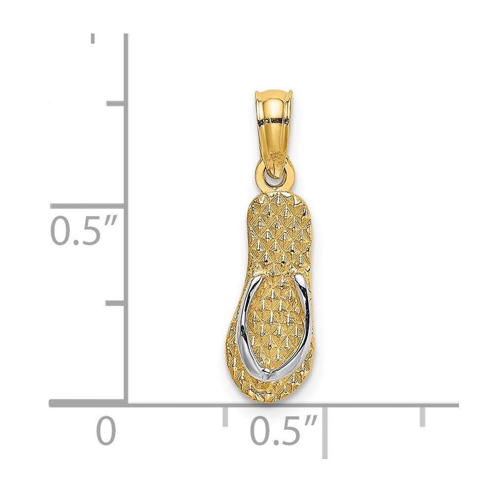 14k with White Rhodium 3-D HAWAII Single Flip-Flop Charm