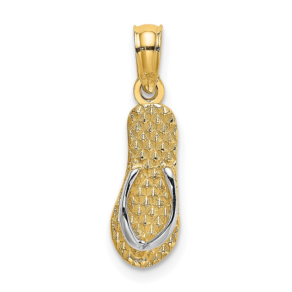 14k with White Rhodium 3-D HAWAII Single Flip-Flop Charm