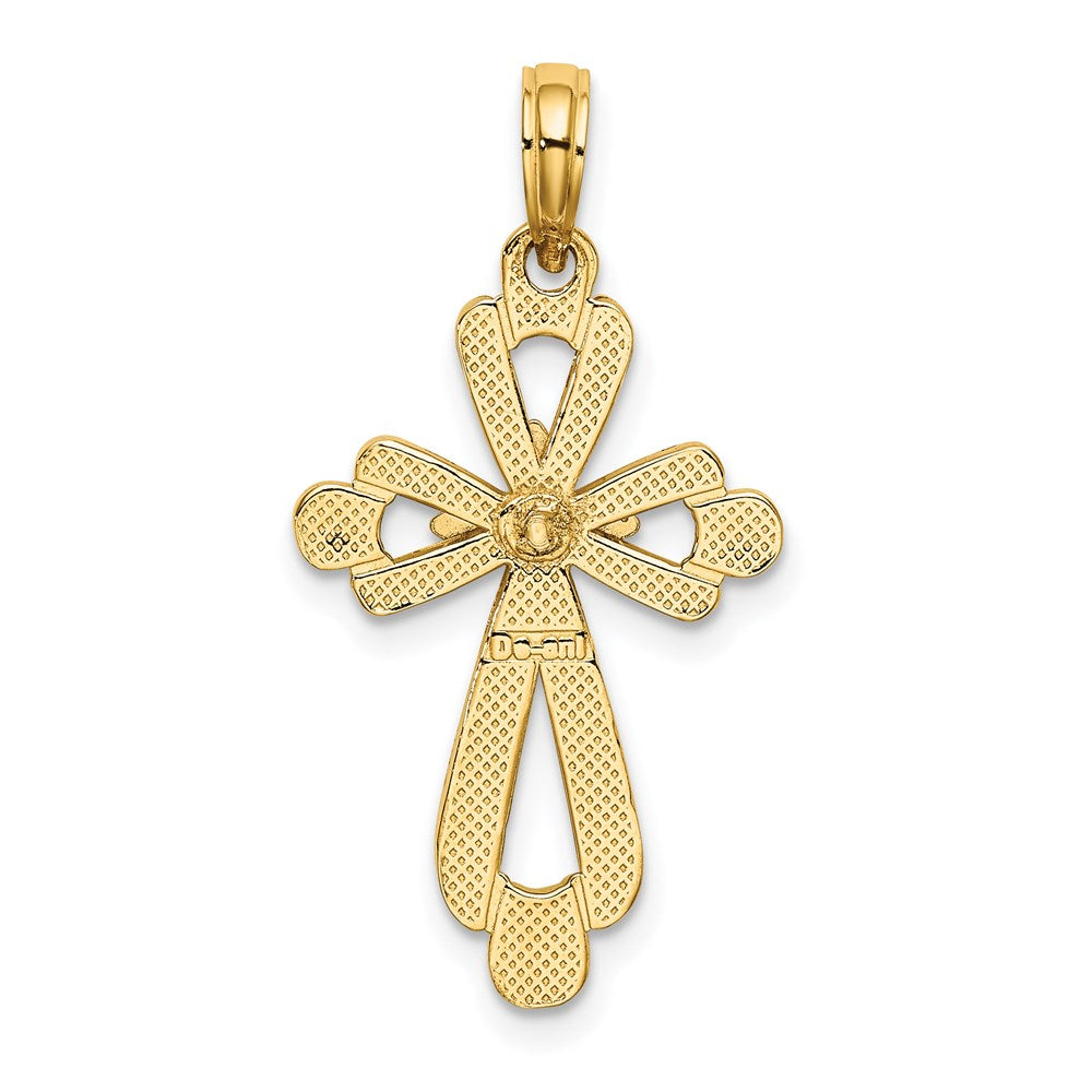 14K and White Rhodium Polished Fancy Cross Charm