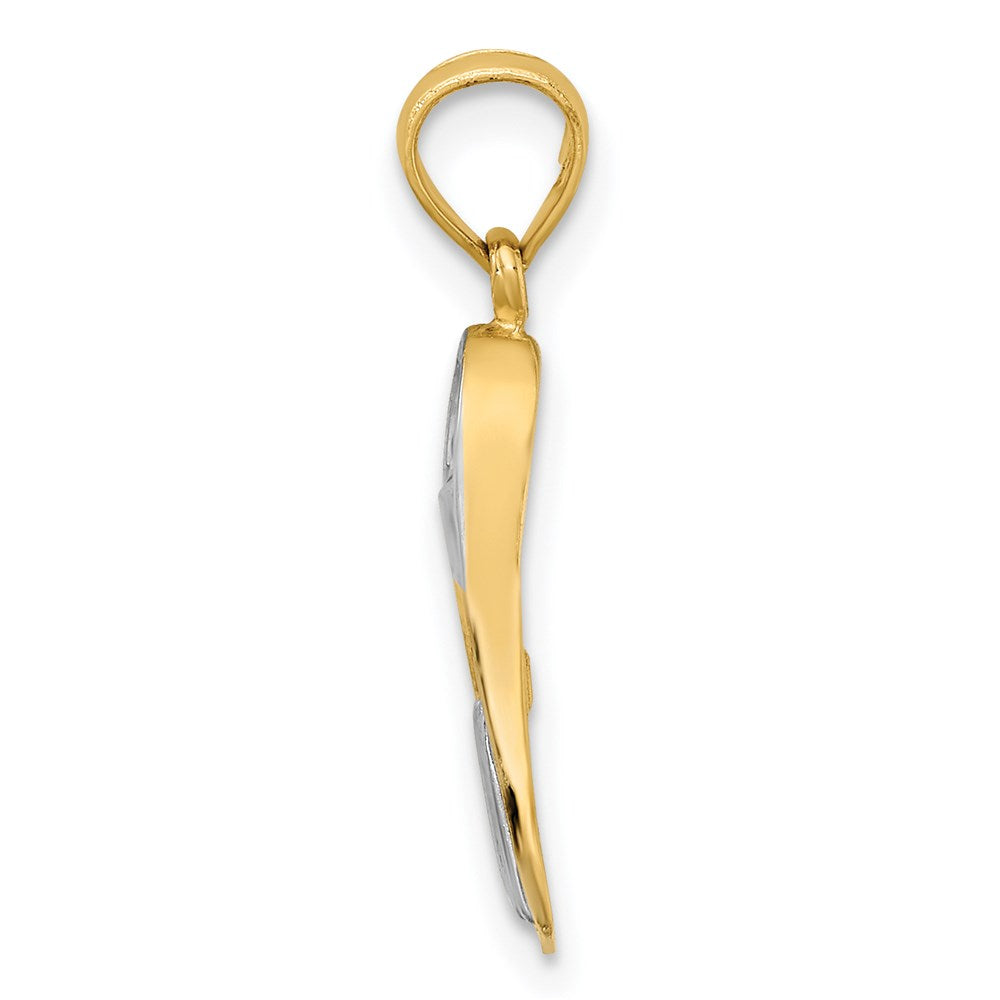 14k and White Rhodium 3-D Scuba Flipper Charm