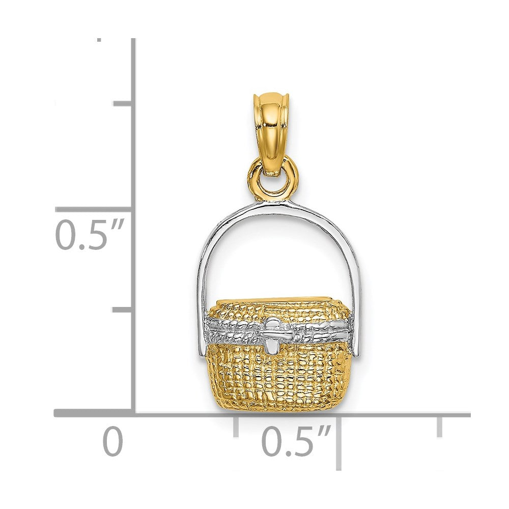 14K and White Rhodium 2-D Nantucket Basket Charm