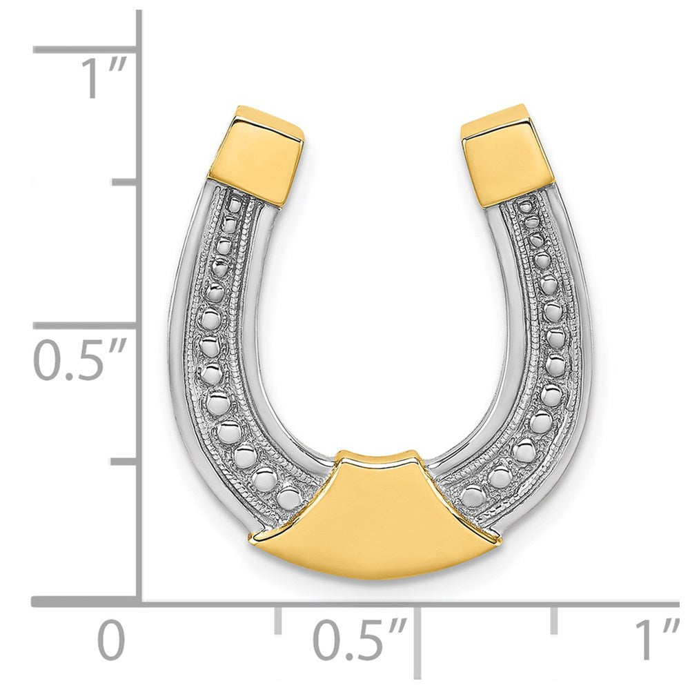14k and White Rhodium Horseshoe Chain Slide Charm