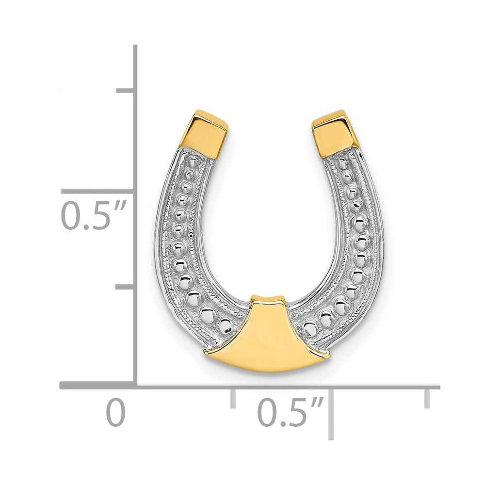 14k and White Rhodium Horseshoe Chain Slide Charm