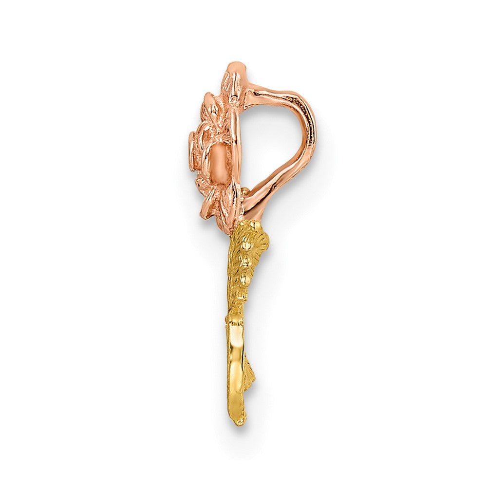 14k Two-tone Textured Rose Chain Slide Pendant