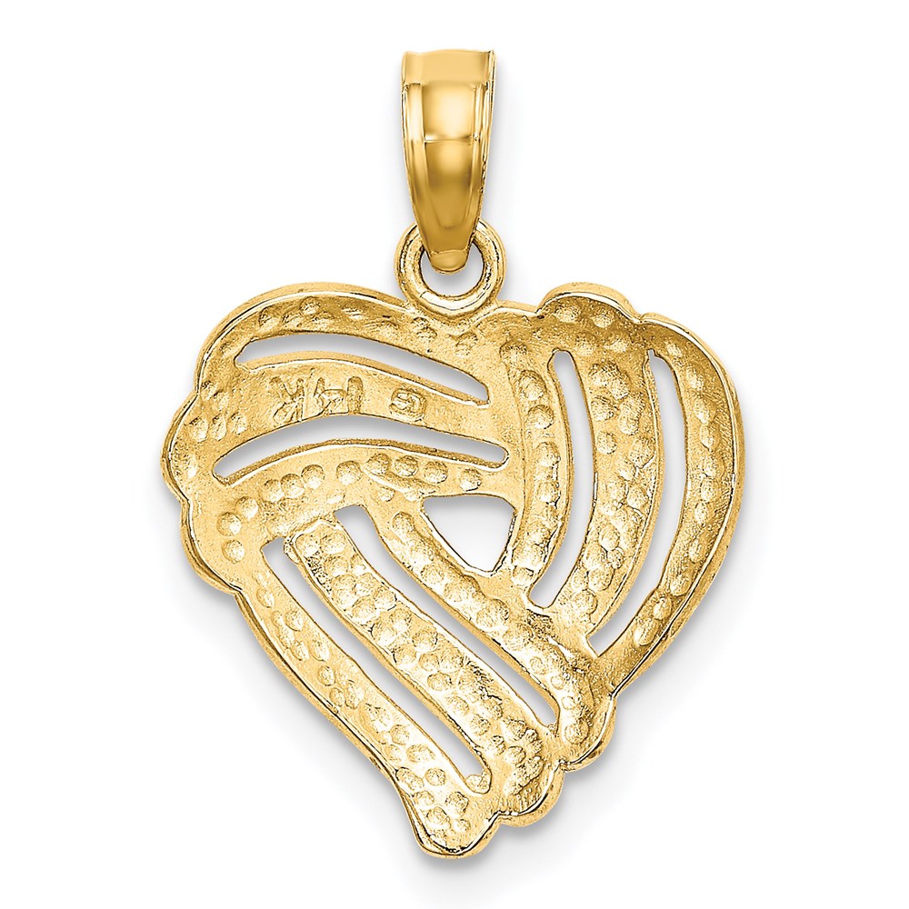 14k and White Rhodium Textured Heart Charm