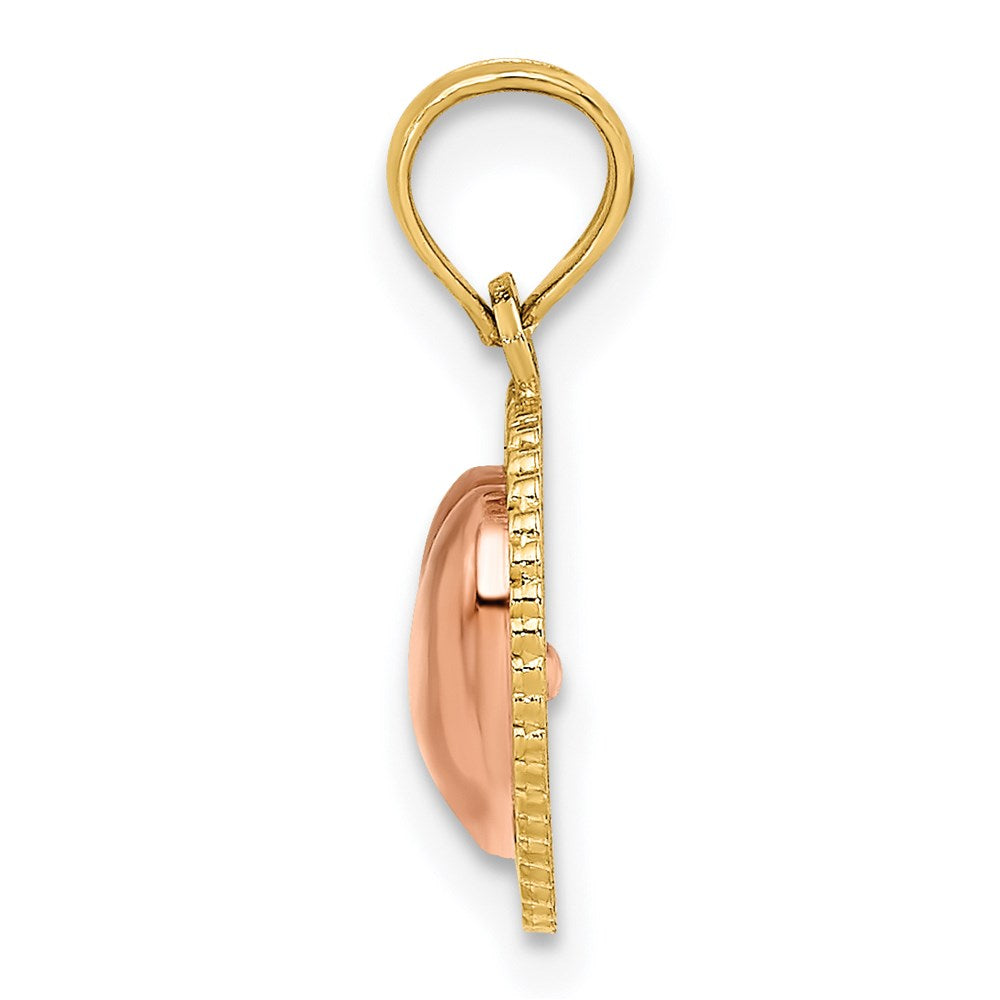 14k Yellow and Rose Polished Heart Beaded Charm