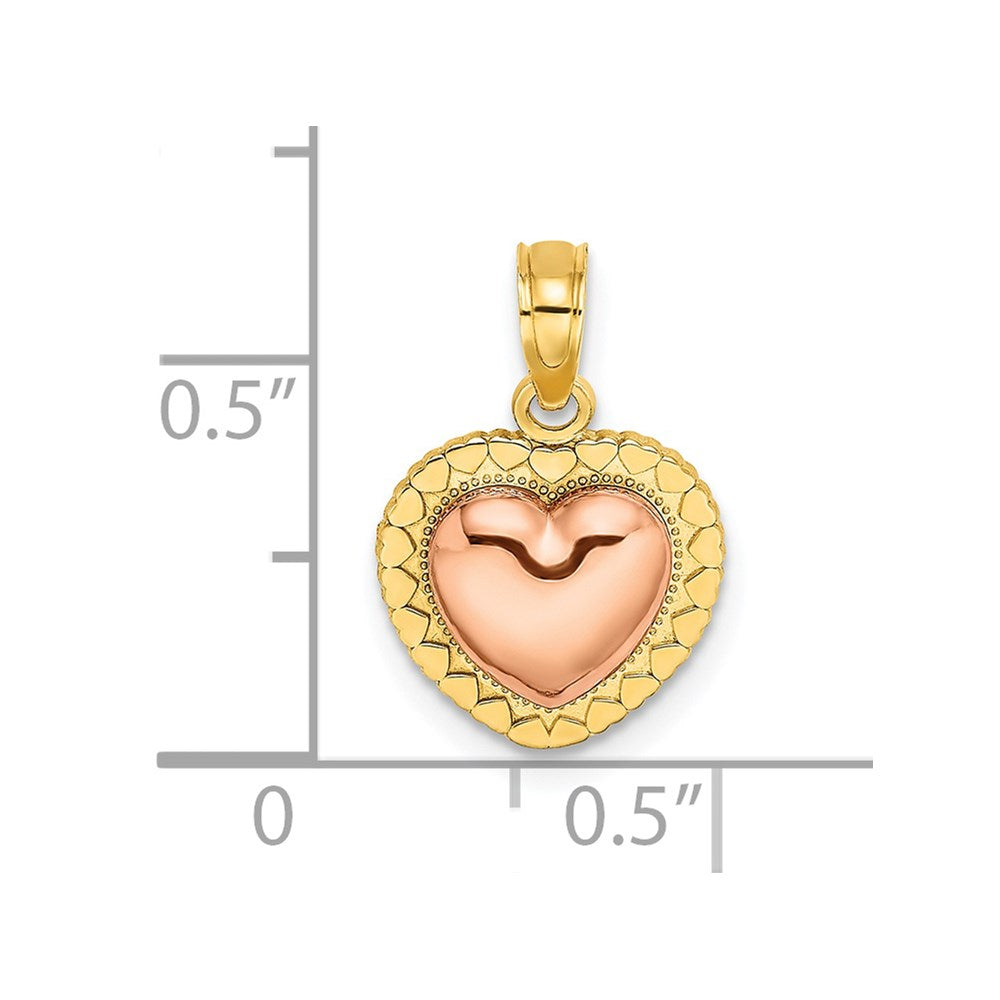 14k Yellow and Rose Polished Heart Beaded Charm