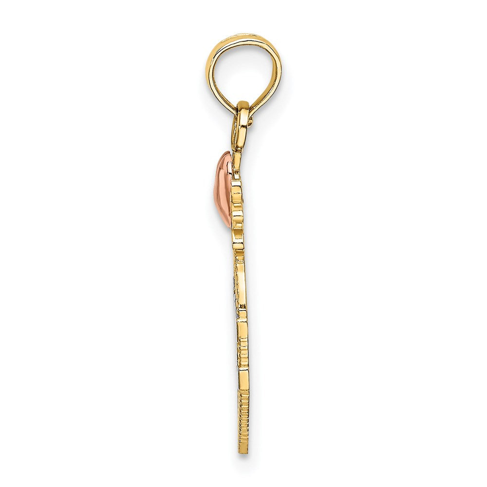 14k Two-Tone with White Rhodium LOVE Inside Heart Pendant