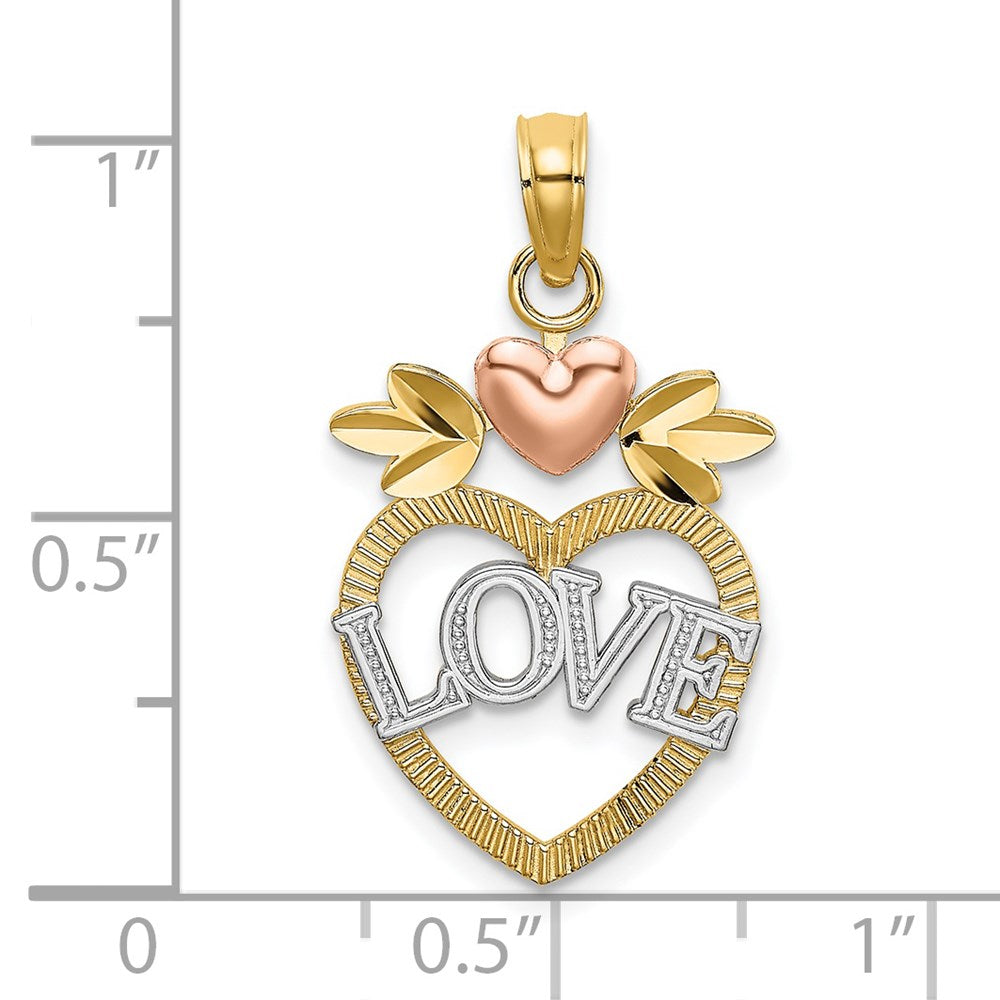 14k Two-Tone with White Rhodium LOVE Inside Heart Pendant