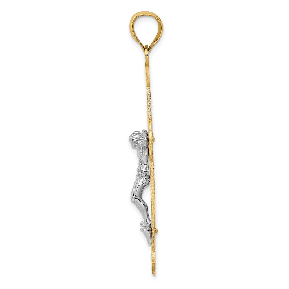 14K Two-tone Textured Crucifix Charm