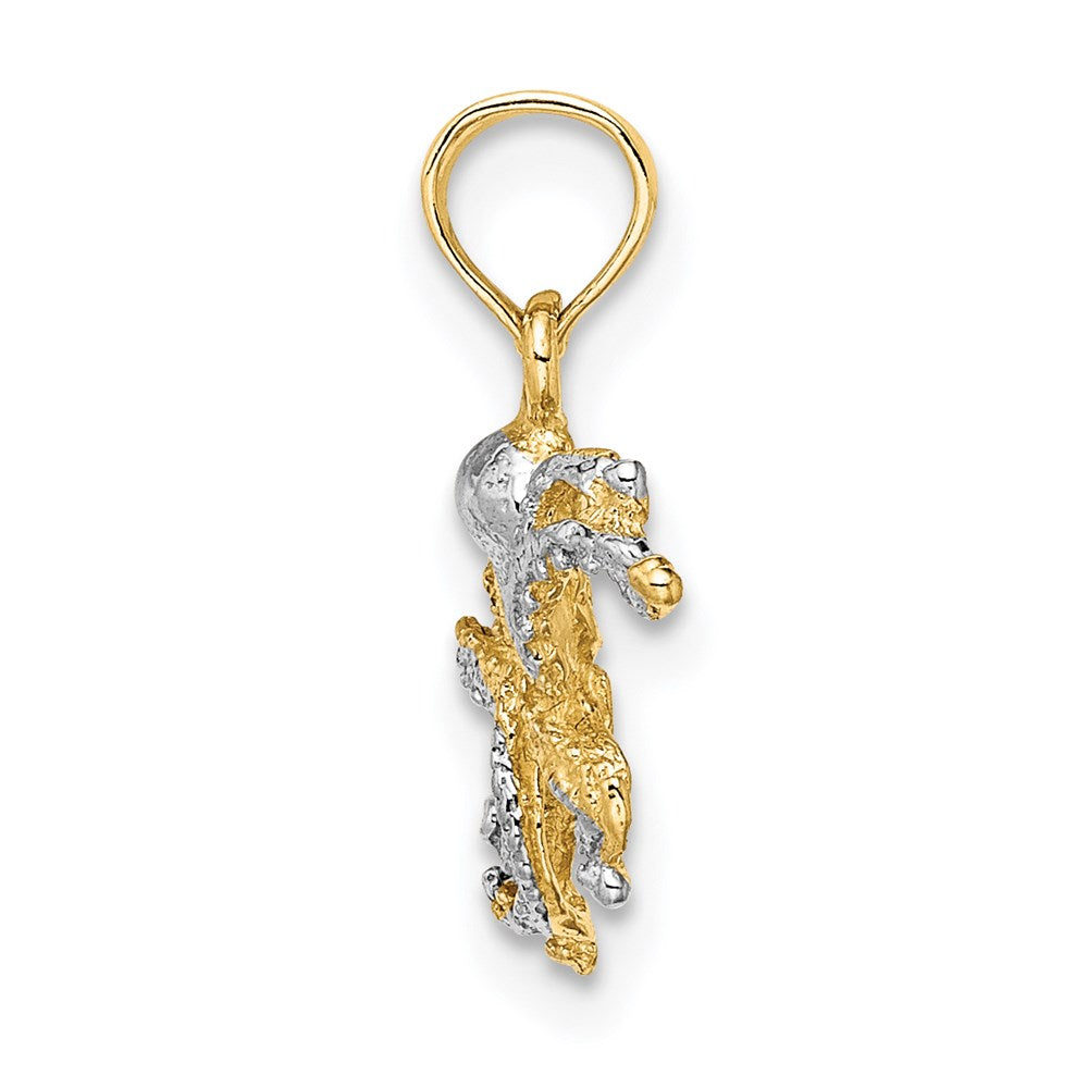 14K and White Rhodium Textured Octopus Charm