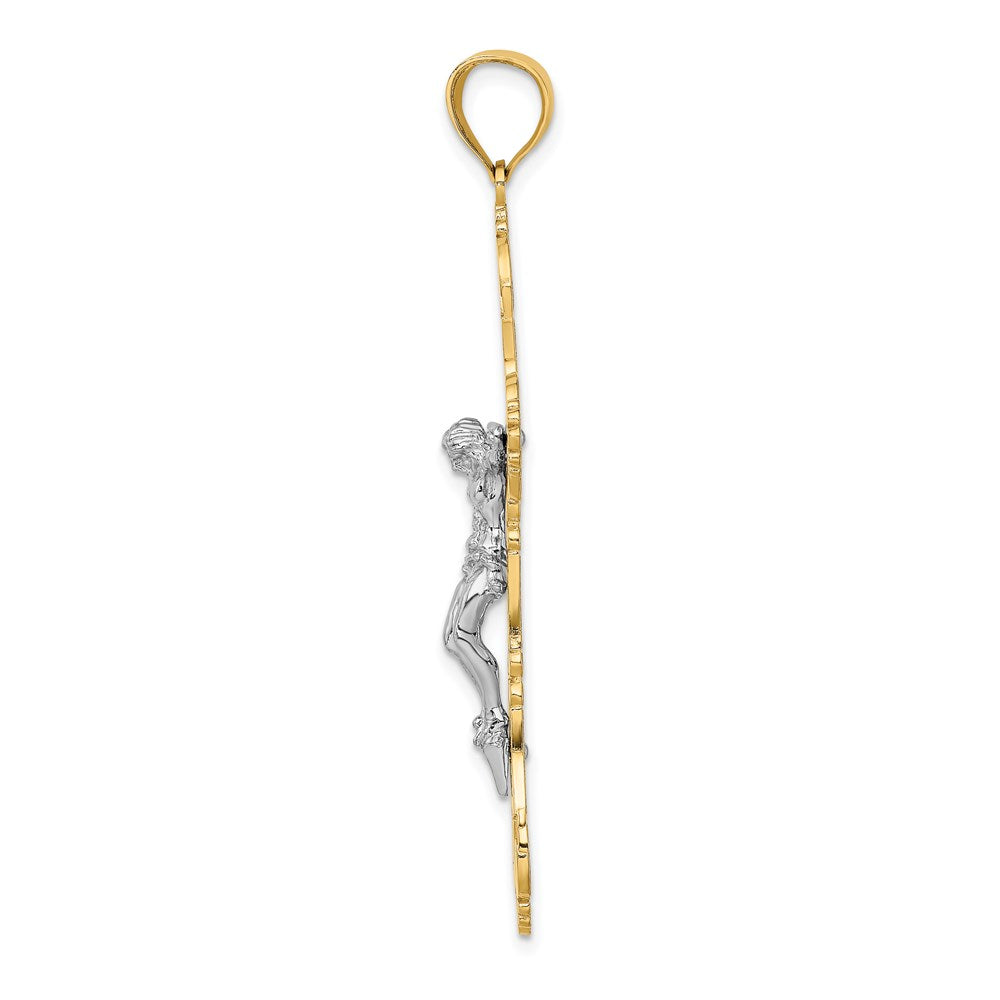 14K Two-tone Filigree Crucifix Charm