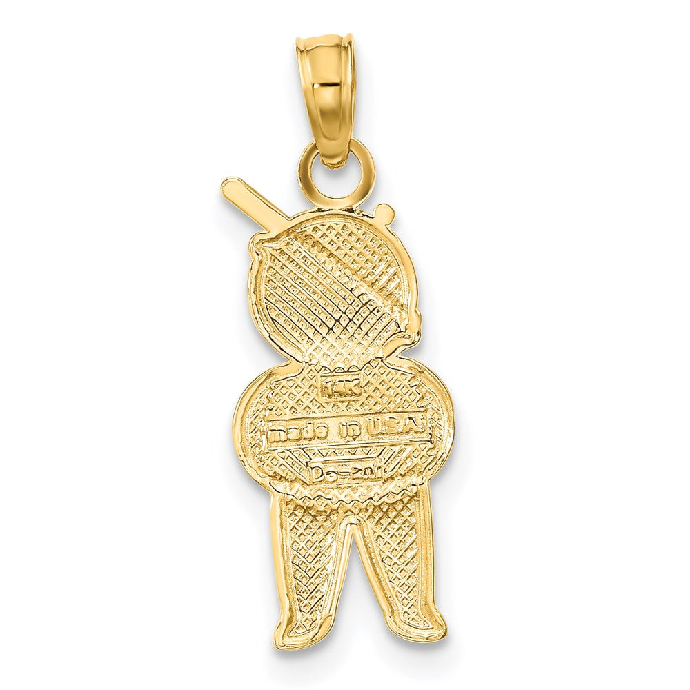 14K Textured with White Rhodium Boy Charm