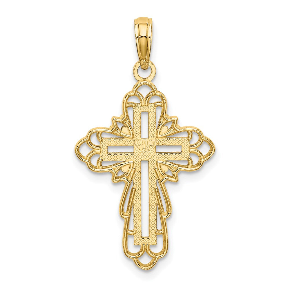14K with Rhodium Lace Trim Cross Charm