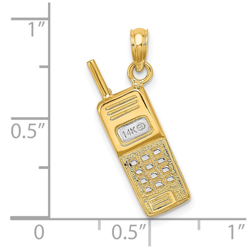 14K and White Rhodium 3-D Retro Cell Phone Charm