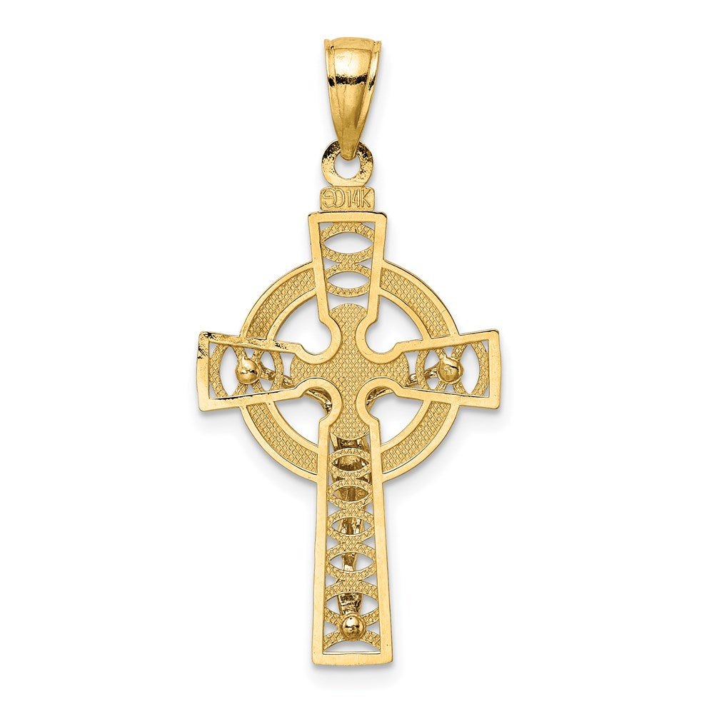 14k Two-tone Celtic Crucifix with Eternity Circle Charm
