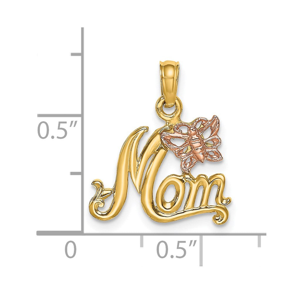 14k Two-Tone MOM with Butterfly Charm