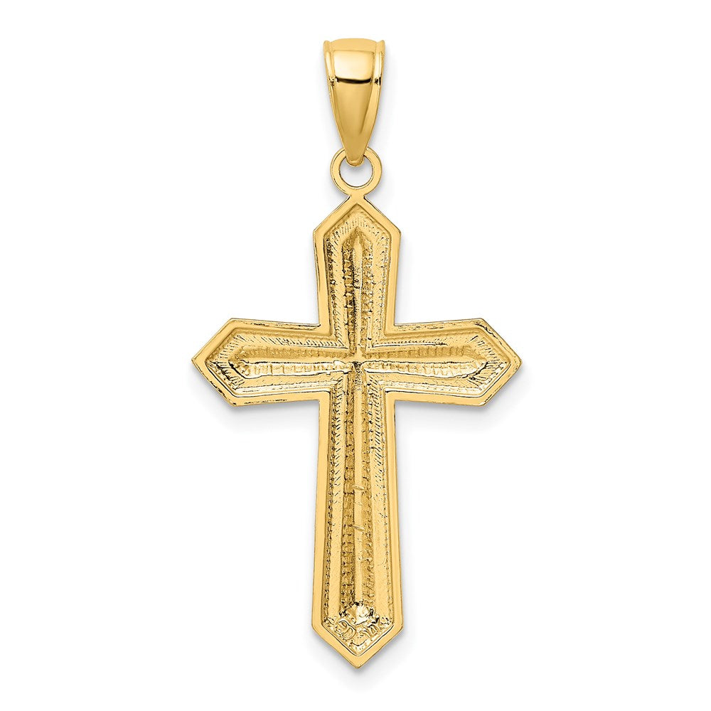 14K and White Rhodium Center Diamond-cut Cross Charm