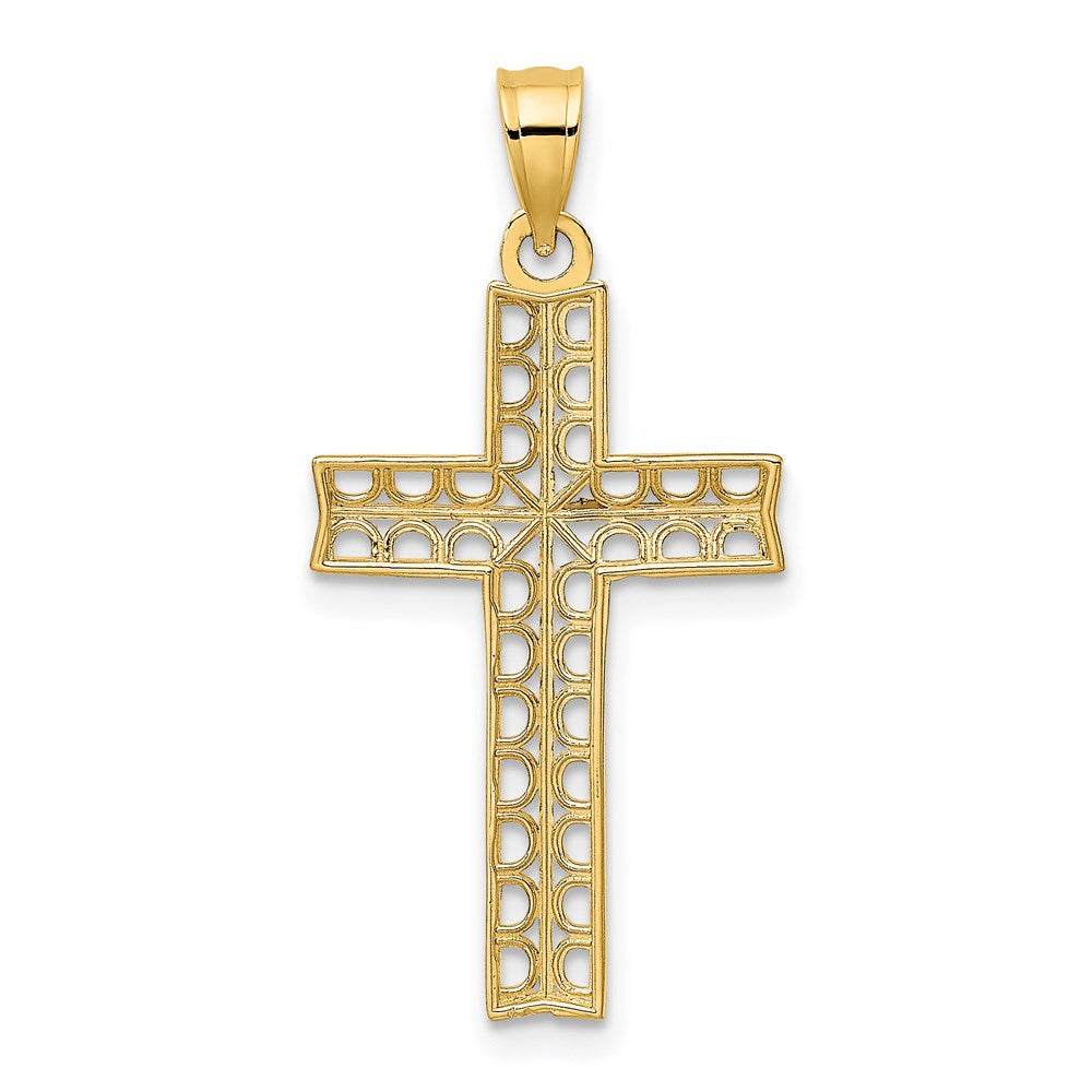 14K and White Rhodium Cross Charm