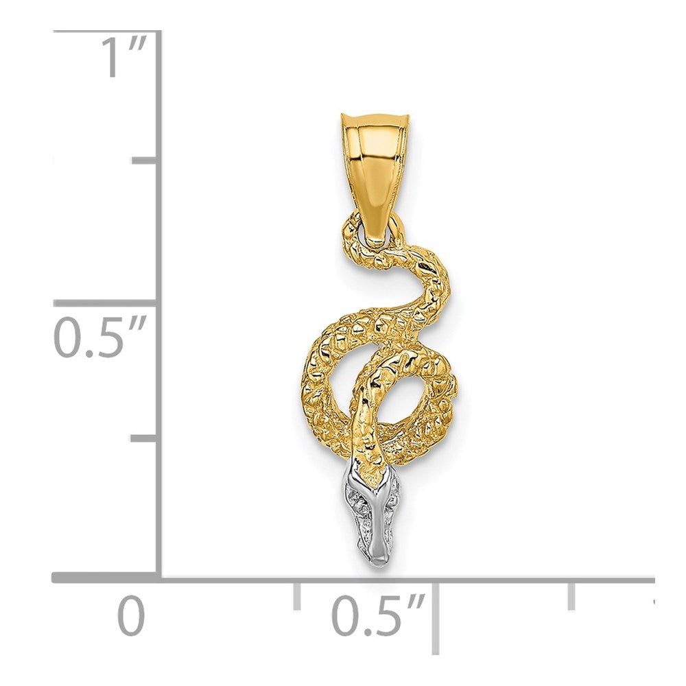 14k and White Rhodium Coiled Snake Charm