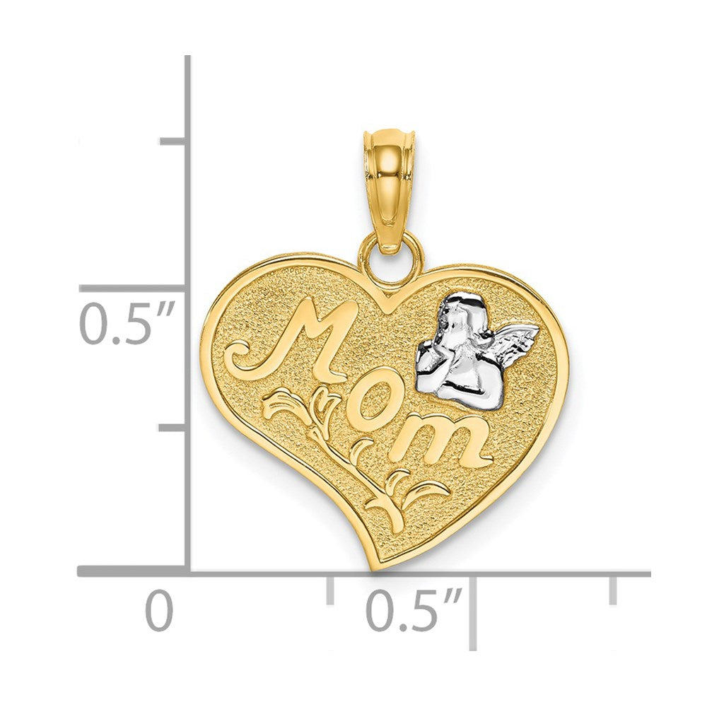 14k with White Rhodium MOM and Angel Heart Charm