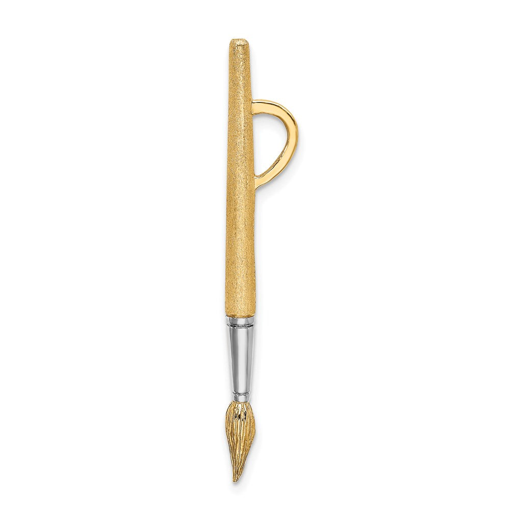14K and White Rhodium  3-D Water Paint Brush Charm