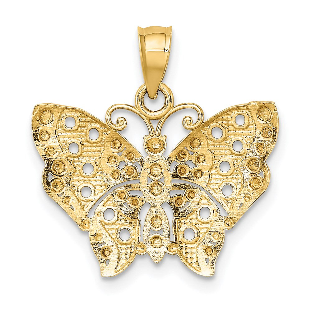 14k and White Rhodium Cut-out Wings Butterfly Pendant