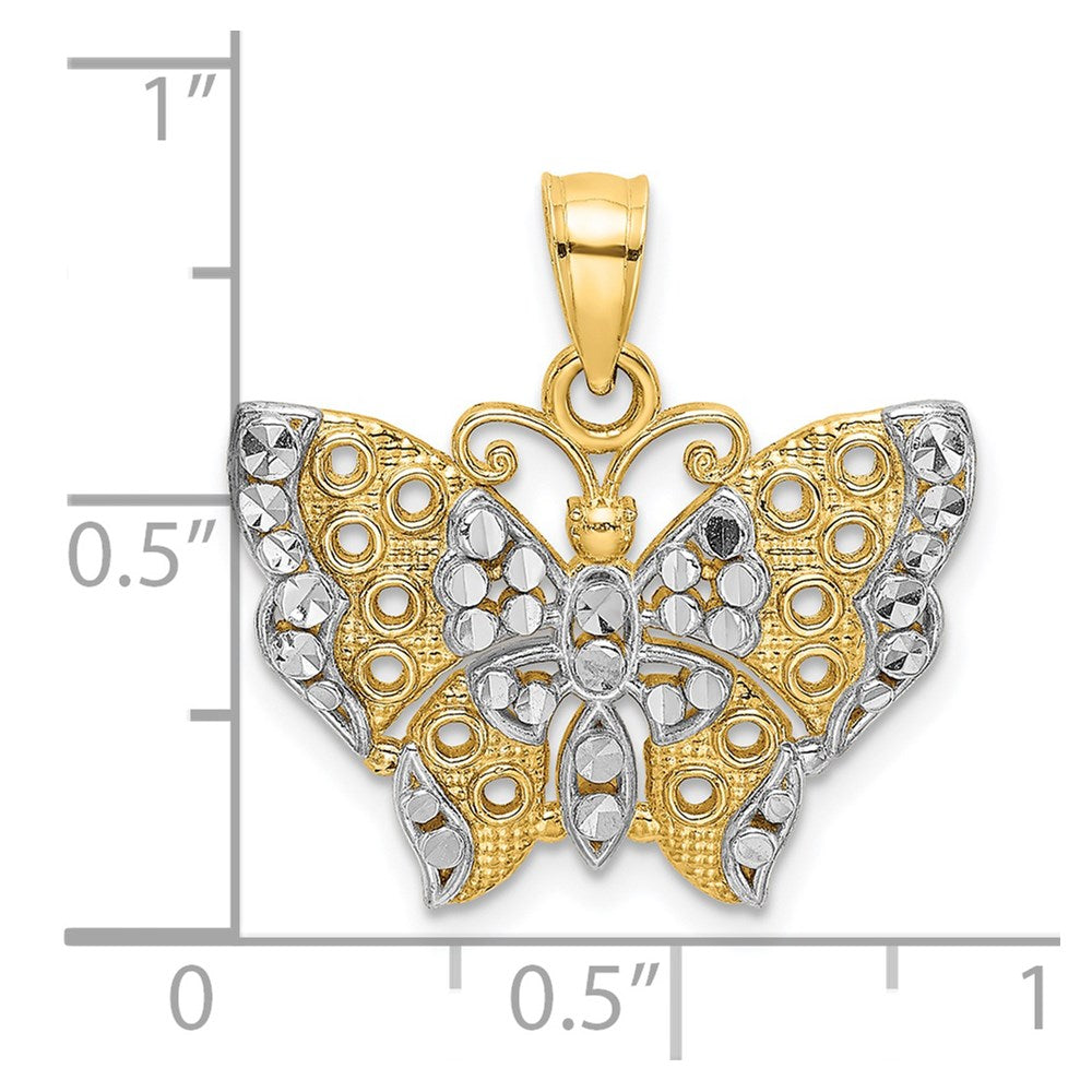 14k and White Rhodium Cut-out Wings Butterfly Pendant