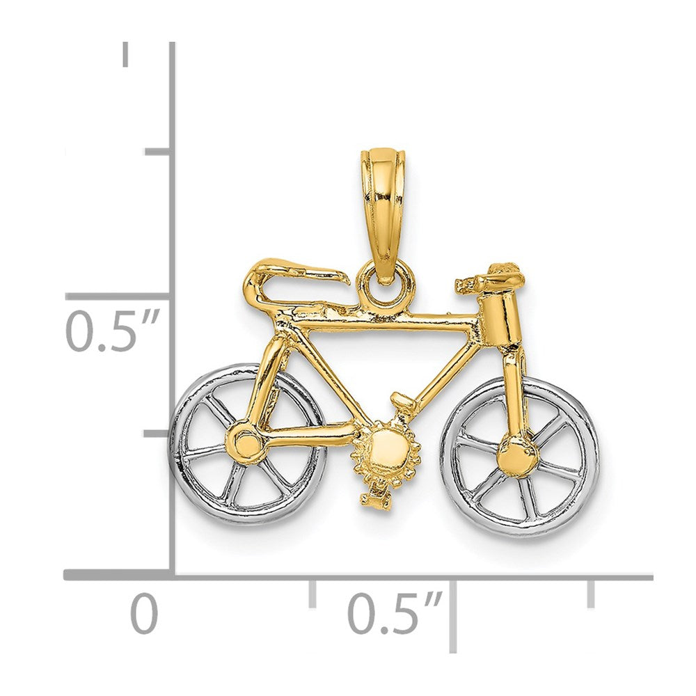 14k Two-tone 3-D Bicycle with Moveable Tires Charm