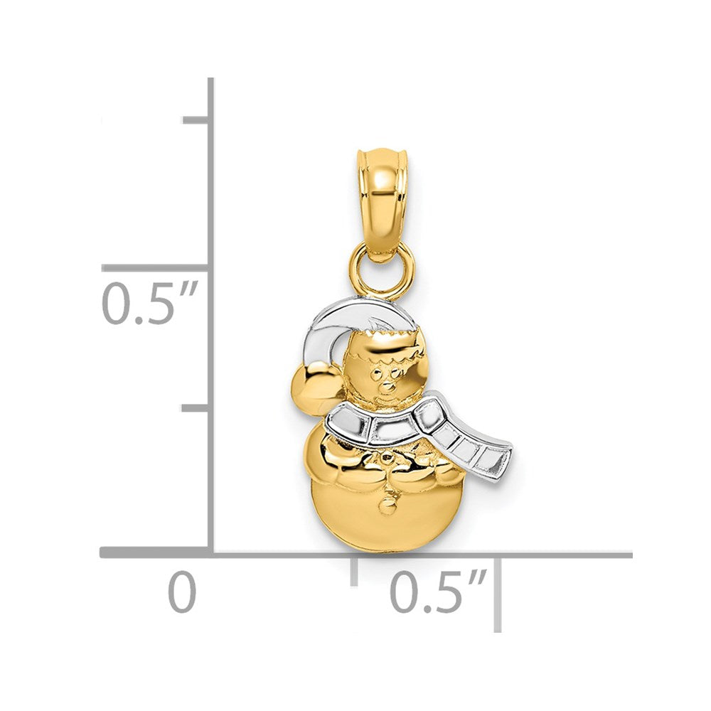 14k and White Rhodium Snowman Charm