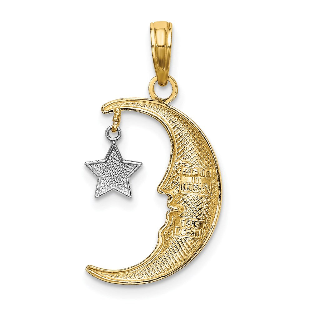 14k Two-Tone Half Moon with Moveable Dangle Star Charm