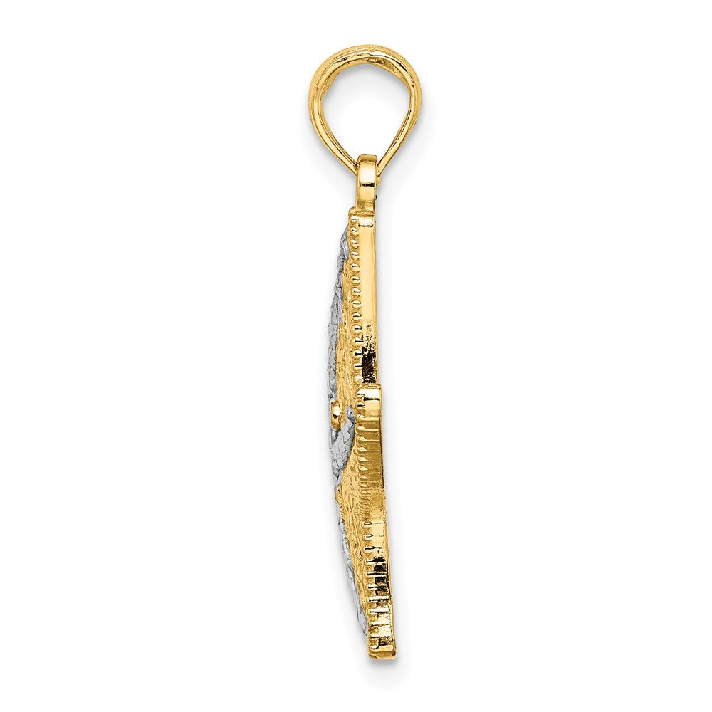14K and White Rhodium Diamond-cut Small Starfish Charm